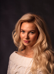 Naklejka premium portrait of a young woman, shooting in a photo studio
