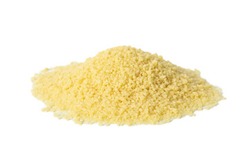 Bunch of raw couscous isolated on white background