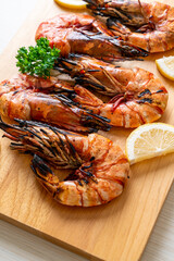 grilled tiger prawns or shrimps