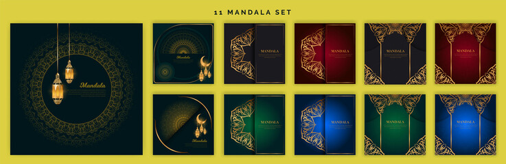 11 pieces of the elegant modern mandala background set  and color variations template set