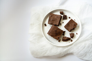 Chocolate brownie bits with place for text.