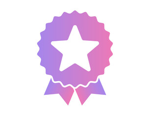 Award ribbon rosette vector medal icon, certified star emblem badge winner symbol, best premium quality sign, guarantee achievement pictogram