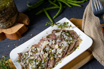 Delicious cold beef with vinaigrette