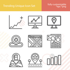 Simple set of diagrams related lineal icons.