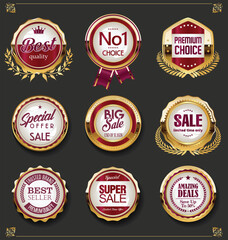 Fototapeta na wymiar Super sale golden retro badges and labels collection 