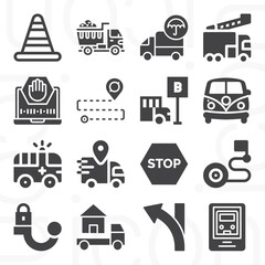 16 pack of highway  filled web icons set