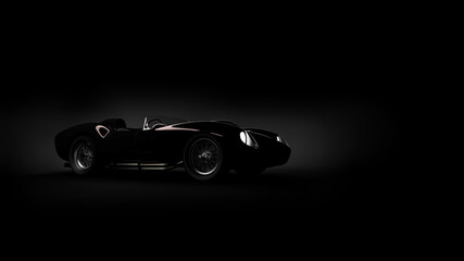 silhouette of black vintage sports car
