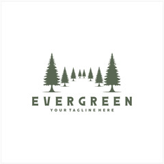 Rustic Retro Vintage pine, evergreen, fir, hemlock, spruce, conifer, cedar, coniferous, cypress, larch, pinus trees logo design