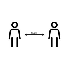 Keep the 1 meter distance icon. Coronovirus epidemic protective equipment sign vector illustration