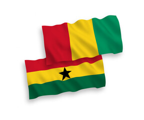 Flags of Guinea and Ghana on a white background