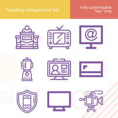 Simple set of remote related lineal icons.