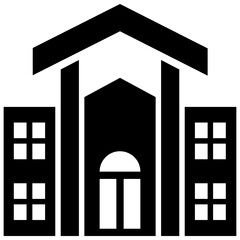 
Building architecture with a board, mall icon vector 
