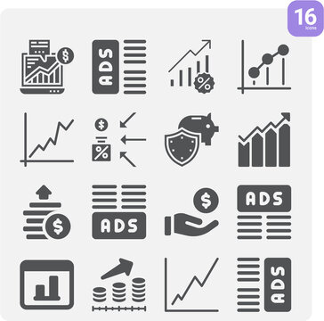 Simple Set Of Gross Profit Related Filled Icons.