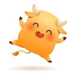 Cute little Ox. Chinese New Year. Year of the Ox. Chinese zodiac: Ox - the symbol of the year 2021 on the Chinese calendar.