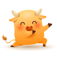 Cute little Ox. Chinese New Year. Year of the Ox. Chinese zodiac: Ox - the symbol of the year 2021 on the Chinese calendar.