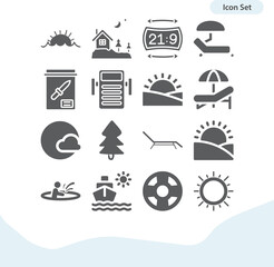Simple set of coast related filled icons.