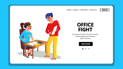 Office Fight Colleagues People Quarrel Vector Illustration