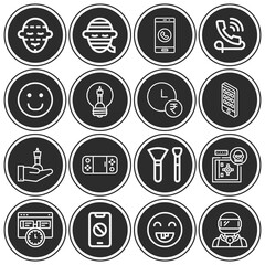 16 pack of dial  lineal web icons set