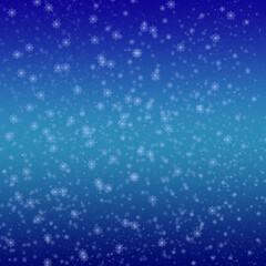 White snowflakes on gradient blue background.
