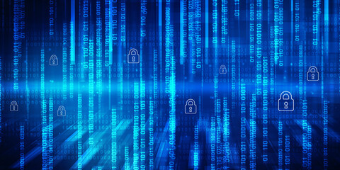 2d illustration Safety concept: Closed Padlock on digital background
