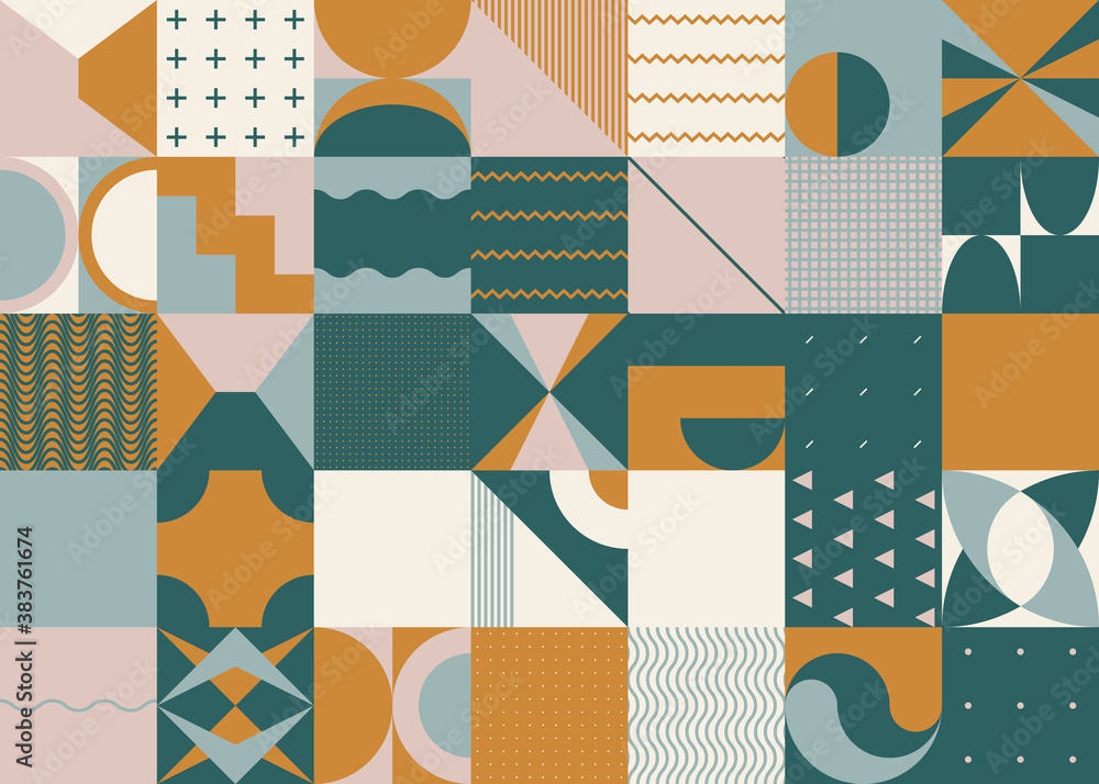 Poster geometric abstract vector pattern artwork made with basic digital shapes and design elements