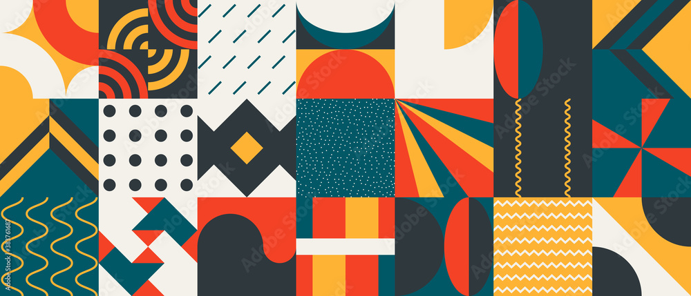 Poster abstract vector pattern graphics with simple geometric shapes