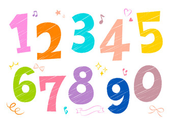 チョークで描いたかわいい数字のイラスト