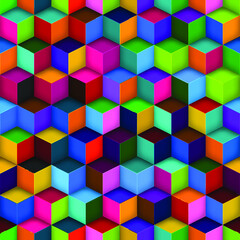 Colorful, Cube Geometric Seamless Pattern. Background. Seamless fashion pattern fabric textures.