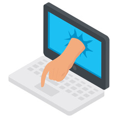 
Data entry process in laptop with hand 
