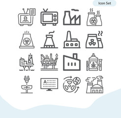 Simple set of power station related lineal icons.