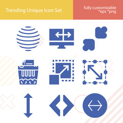 Simple set of diagonal related filled icons.