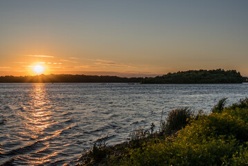 Beautifull summer sunset on the siberian river