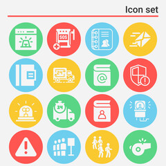 16 pack of priority  filled web icons set
