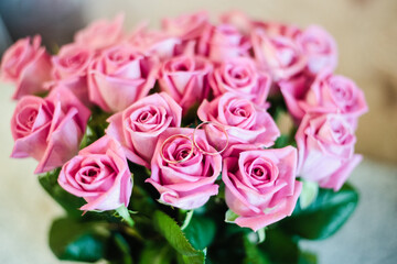 bouquet of pink roses, pink roses, the bride's bouquet