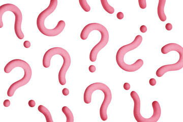 Pink question mark on white background