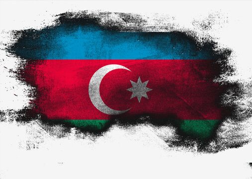 Azerbaijan flag painted with brush