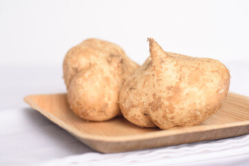 Jicama organic food for healthy eating on white background