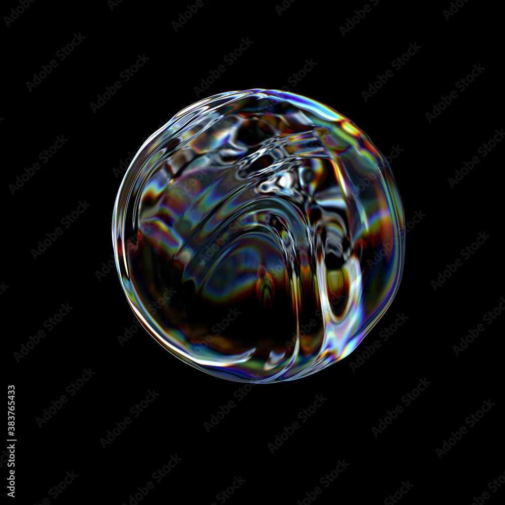 Poster 3d illustration sphere abstract colorful gradient textured round shape design element isolated on bl
