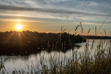 Beautifull summer sunset on the siberian river