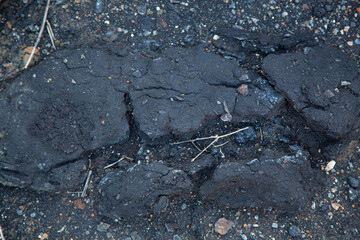 Textura de piedra negra con grietas de erosión