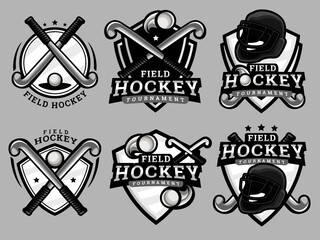 Set of field hockey Logo. Field hockey logo and badge. Field hockey vector illustration