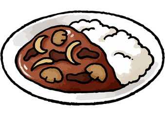 【手描き食べ物イラスト】ハヤシライスのイラスト