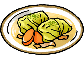 【手描き食べ物イラスト】ロールキャベツのイラスト
