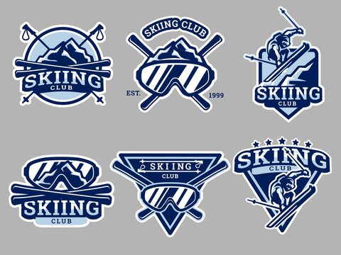 Set of skiing Logo. Skiing logo and badge. Skiing vector illustration