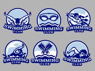 Set of swimming Logo. Swimming logo and badge. Swimming vector illustration