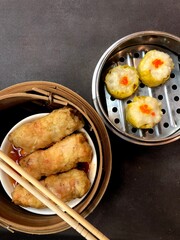 Close up steaming Chicken Shumai (Shaomai, Siumaai)