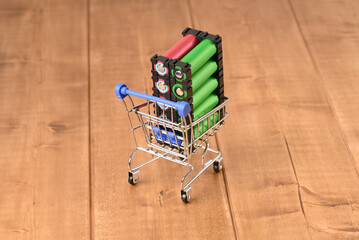 Li ion 18650  battery holder in the shopping cart.