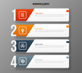 Colorful infographic elements template, Business concept with 4 options, steps or processes and marketing can be used for workflow layout and presentation.