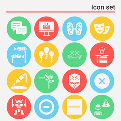 16 pack of mask  filled web icons set