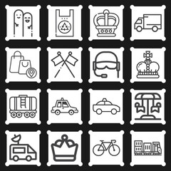 16 pack of road  lineal web icons set